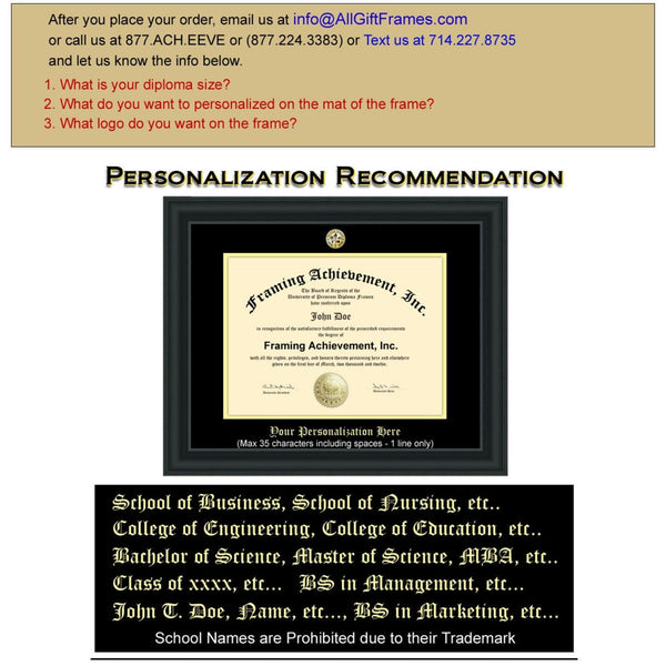College Diploma Frames University Graduation Gift Graduate Satin Matte Black Certificate Degree Framing