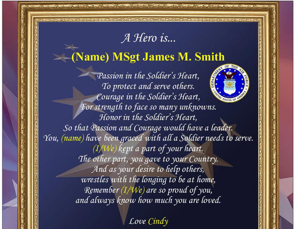 USAF Gift Air Force Plaque for Retirement Homecoming Discharge Going Away Soldier Pilot Present Military Poem