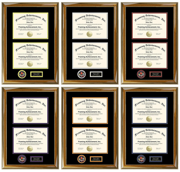 Double Diploma Frame with Graduate Medal Award Academic Achievement Dual Degree Framing Certificate University Graduation Two Document School Medallion College Gift