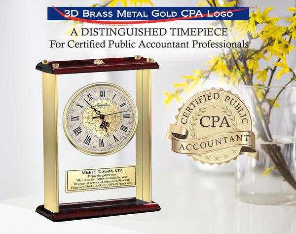Certified Public Accountant gift engraved desk clock graduation CPA accounting
