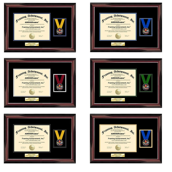 University Diploma Frame with Graduate Medal Academic Ribbon College Graduation Frames Medal Box Framing Honors Medallion Mahogany Matted