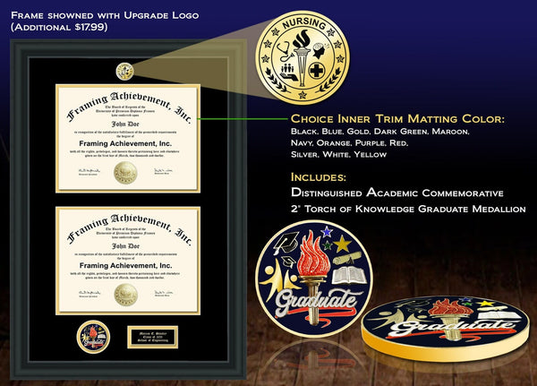 Double Certificate Frames Dual University Diploma Plaque Award Document Graduate Gift Medal School Display Medallion Holder Graduation Case College