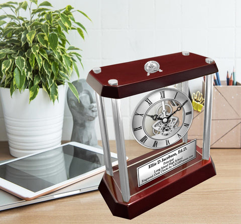 Engrave Gear Clock Service Award Teacher Retirement Educator Graduation Gift