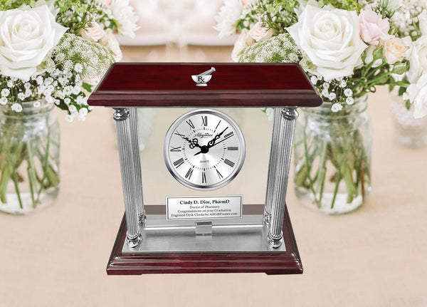 Pharmacy Graduation Gift Retirement  Engraved Clock Congratulation Pharmacist