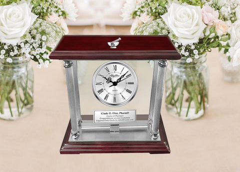 Pharmacy Graduation Gift Retirement  Engraved Clock Congratulation Pharmacist