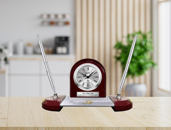 Personalize physician doctor nurse desk clock office name plate pen set nursing
