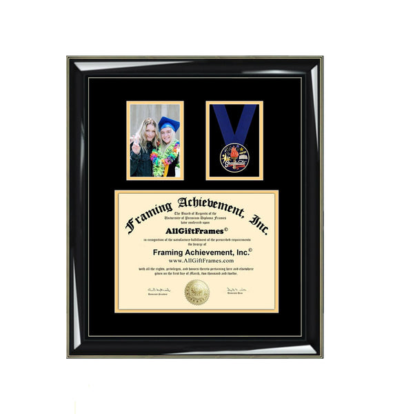 Graduation Picture Frame Diploma Display Case Medal Ribbon 4x6 Portrait Photo Degree Framing University Graduate Medallion Box Military Gift College