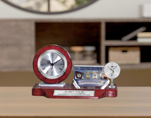 Chiropractor gift desk clock business card holder chiropractic school graduation