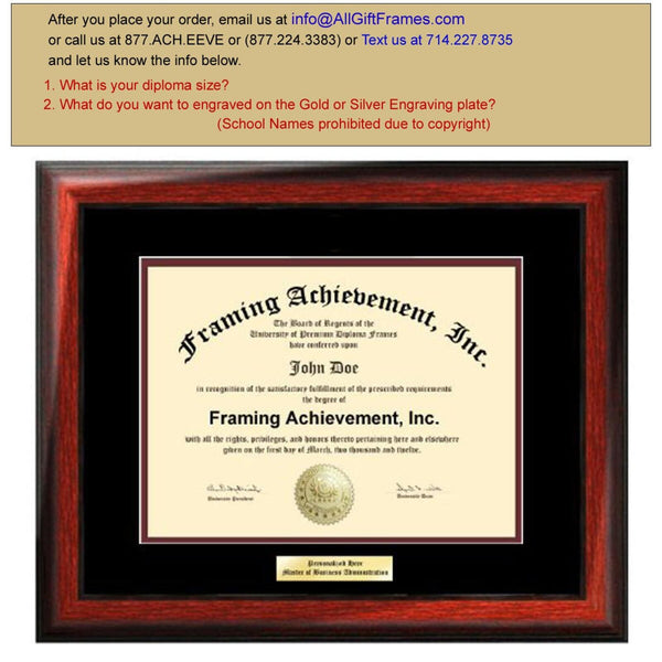 University Diploma Frame Certificate Plaque Framing Matted Satin Rich Mahogany Graduation Gift College Graduate