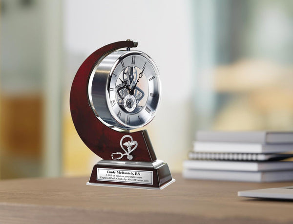 Medical caduceus engrave desk clock nurse doctor student graduation gift RN