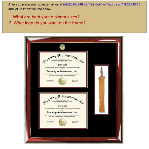 University graduation tassel diploma frame college major logo double degree plaque holder two document framing certificate box shadowbox gift