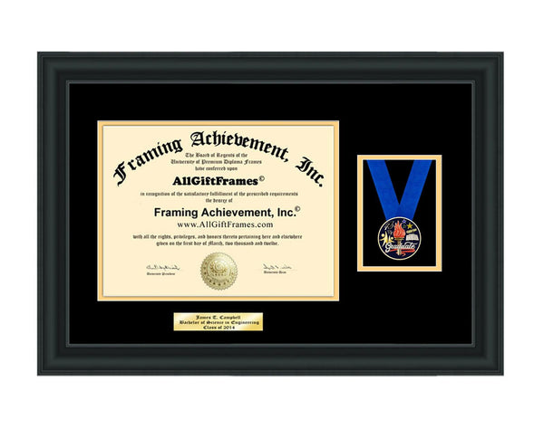 Engrave Diploma Frame Academic Graduation Gift Graduate Medal Box Plaque Ribbon Case Holder College University Military Retirement