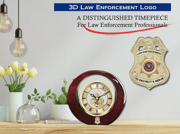 Police officer gear desk clock law enforcement promotion birthday retirement