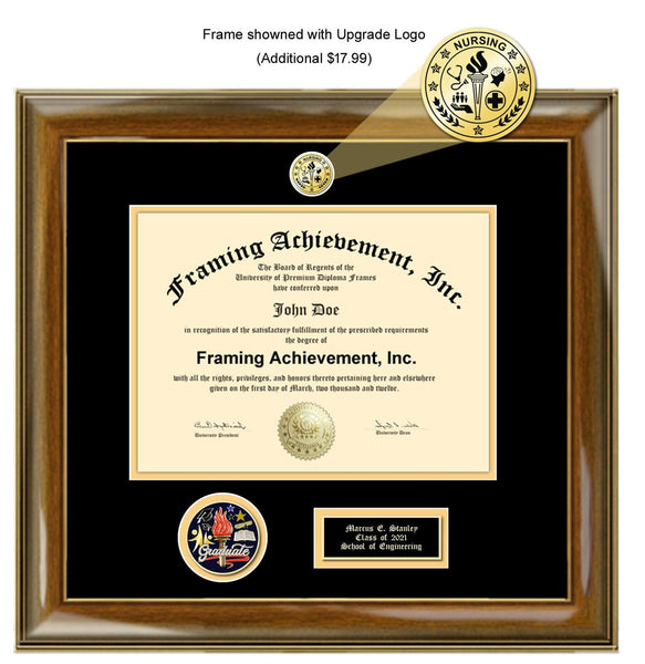 College Diploma Frame 3D Graduate Medal Holder Case Certificate Framing Military Award Display Case Plaque Etched Graduation Gift Honors Walnut Wood