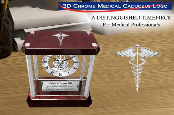 Medical caduceus personalize clock engrave congratulation school doctor gift