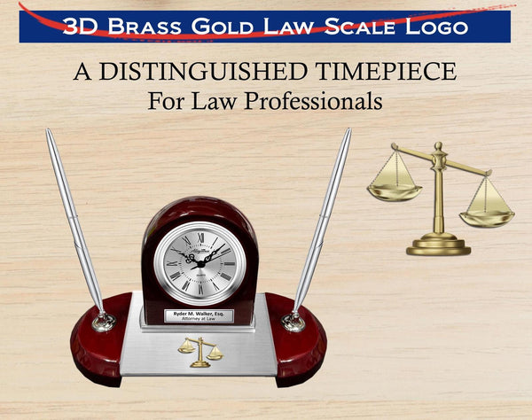Legal Clock Personalize lawyer desk clock legal law scale pen set service award at