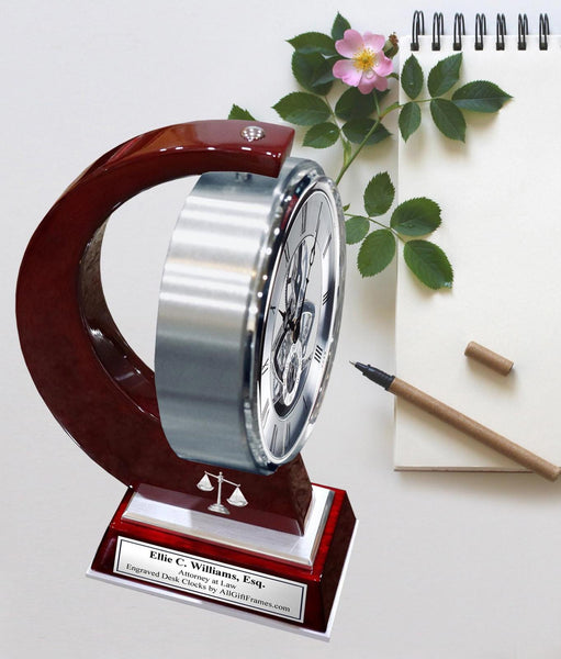 Law scale lawyer gift attorney at law congratulation retirement engraved clock