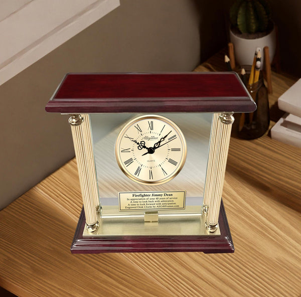 Executive Gift Clock Engrave Mantel Employee Service Award Wedding Anniversary