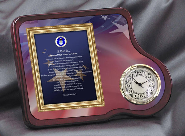 Air Force Clock Military Gifts Retirement Promotion Marine Corps Service Award Mahogany US Navy Personalized Armed Forces Army USAF