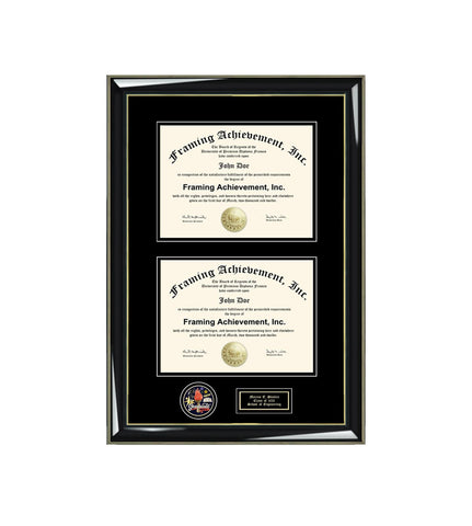 Double Major Two Degree Diploma Frame Graduate 3D Medal Display Case Holder Engrave Wood Matted Frames Graduation Gift Dual Certificate Grad