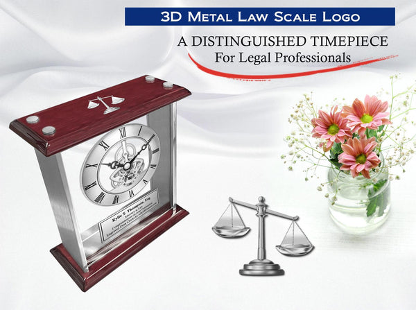 Law scale legal gift engraved desk clock attorney lawyer student graduate
