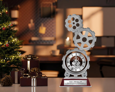 Personalized clock engraved gear shape clock engineer employee service award