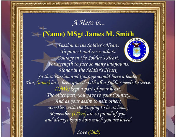 USAF Clock Picture Frame Us Air Force Poetry Personalized Photo Present Military Hero Poem Soldier