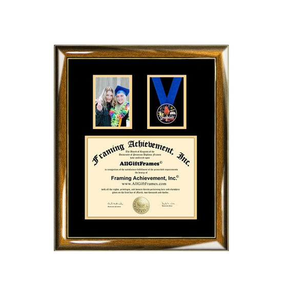 University Diploma Frame School Medal Graduate Medallion Ribbon Award 4x6 Picture Frame Graduation College Degree Military Framing Gift Present Box