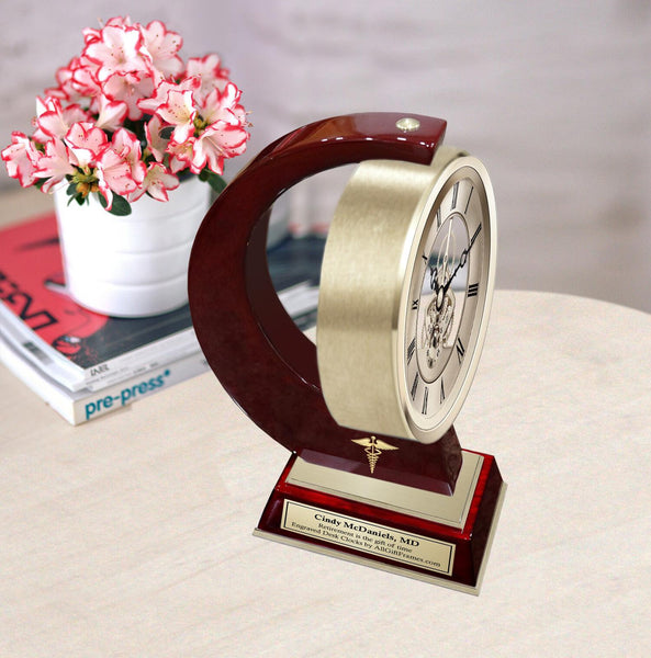 Doctor physician gift gear clock medical nurse service award retirement engrave