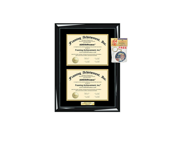 Double Graduation Degree Framing Two Diploma Frame Holder Case Engrave Certificate University State Board License Plaque College Document