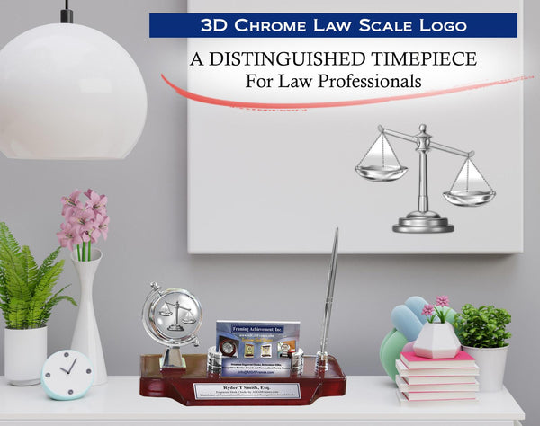 Law office desk clock custom name plate pen set attorney lawyer juris doctorate
