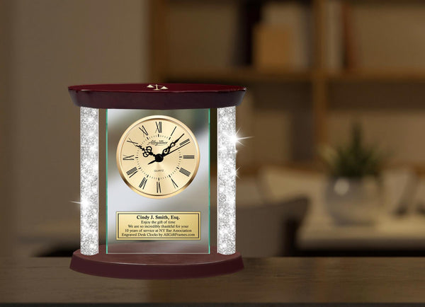 Law office desk clock attorney diamond column award lawyer passing bar student