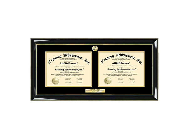 College Double Diploma Frame Dual Two Certificate Horizontal Plaque Personalized Engrave Logo University Holder Document License