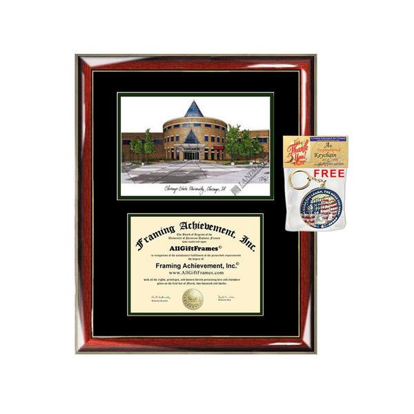 Chicago State University diploma frames campus sketch CSU lithograph frame certificate framing graduation degree gift college graduate grad