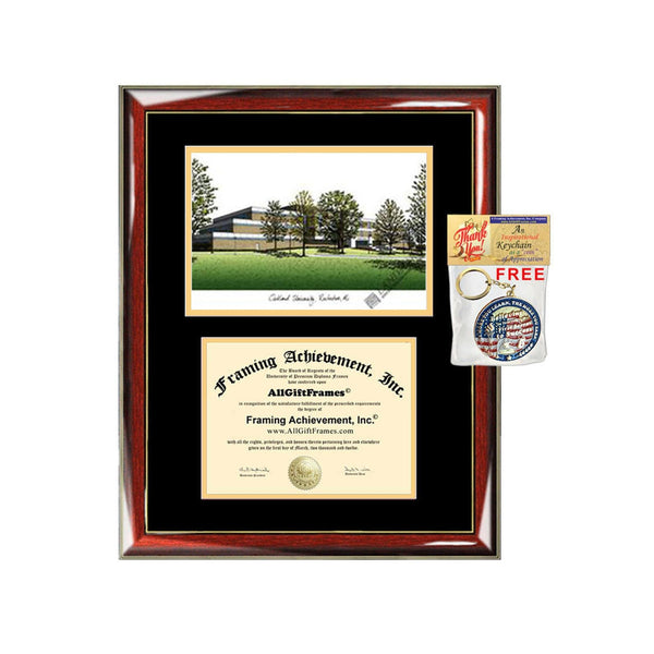 Oakland University diploma frames lithograph Oakland degree frame campus image certificate framing graduation gift college plaque graduate