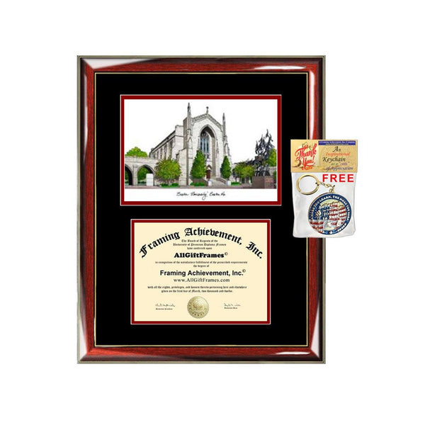 Boston University diploma frames BU Boston lithograph frame certificate framing campus sketch graduation degree gift college grad case