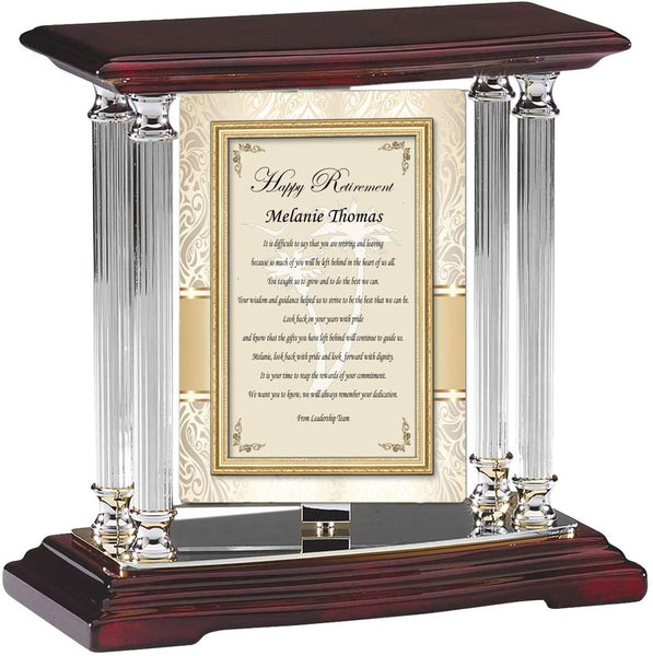 Personalized Employee Retirement Plaque Silver Desk Mantel Swivel Congratulation Best Wishes Going Away Boss Coworker Retiree Gift Colleague Present