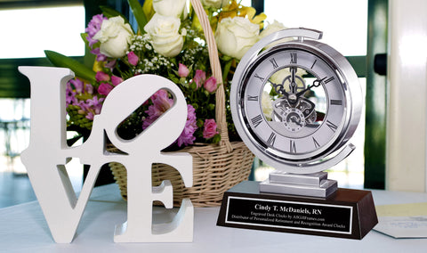 Luxury Timepiece Spin Silver Clock Custom Display Graduation Coworker Friend Boss Retirement Gift Anniversary Wedding Engineer Present