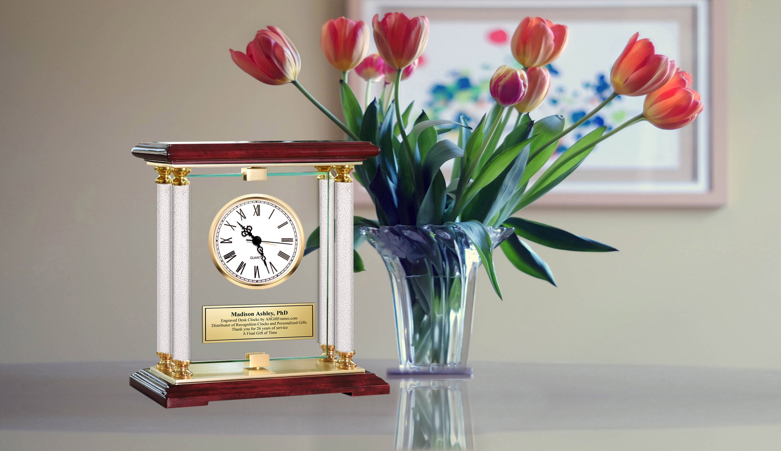 Personalized Gift Customize Desk Clock Gifts Idea Unique Diamond Congr