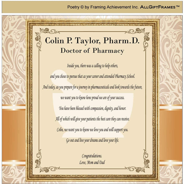 Pharmacy Student School Graduation Message Gift Mini Clock Graduate Pharmacist Mortar Pestle Doctor of Pharmacy PharmD Technician Pharm Tech Silver Metal Engrave Desk Mantle Quad