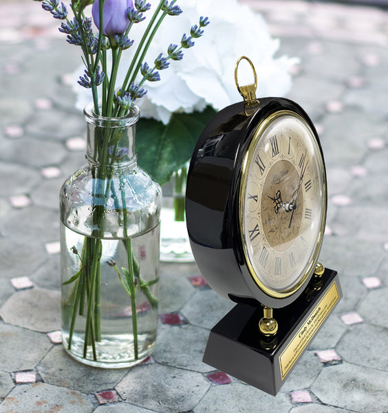 Best Large Personalized Clock Engravable Desk Boss Majestic Black Base Gold Engravable Home Office Decor Accent Anniversary Retirement Clock