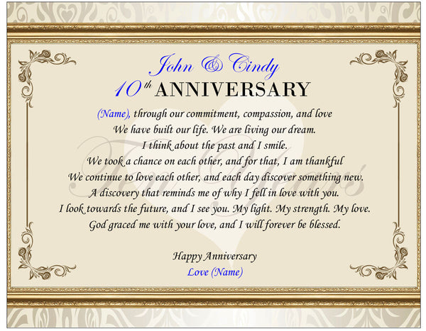 Poetry Anniversary Gift Clock Frame