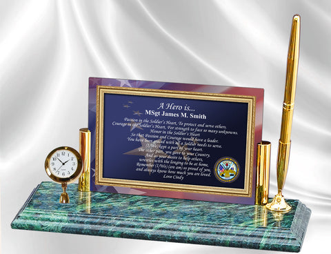Army Seal Military Clock Gift with Pen for Soldier