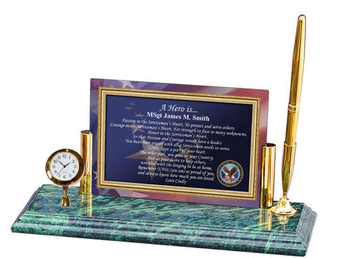 Military Gift Army Air Force Marines Navy Poetry Mini Clock Pen US Military Veteran Army Poem Gift Clock Birthday Promotion Retirement