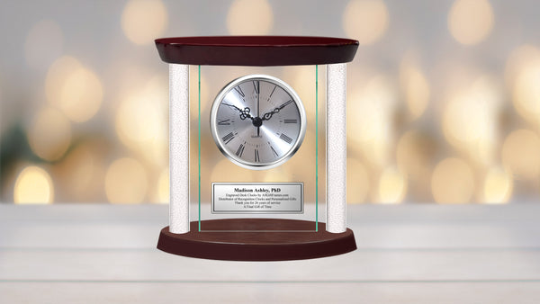 Diamond glass clock tabletop etched executive boss graduation personalized gift unique custom best idea boyfriend girlfriend wife husband