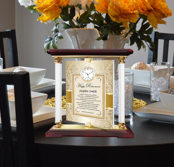 Custom Retirement Plaque Desk Clock Personalize Corporate Service Award Appreciation Retire Coworker Boss Colleague Engrave Clocks Award Plaque