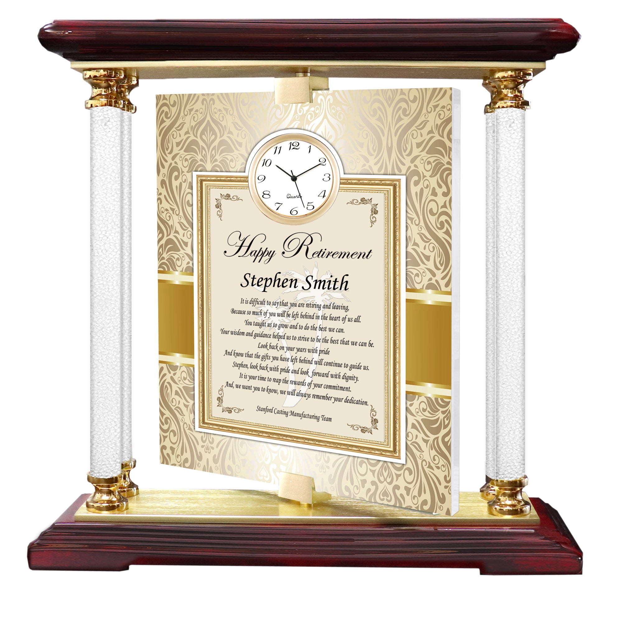 Customize Gold Personalized Clock Best Retirement Gifts Congratulation