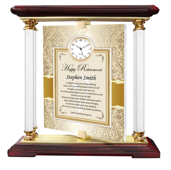 Custom Retirement Plaque Desk Clock Personalize Corporate Service Award Appreciation Retire Coworker Boss Colleague Engrave Clocks Award Plaque