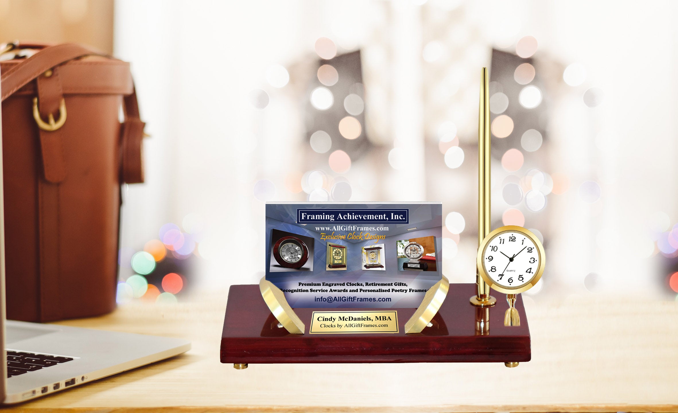 Personalized Engraved Table Top Desktop Business Card Holder Stand Gold Mini Clock Display Case Desk Promotion Gift Award Service Engraving Personalized Engraved Table Top Desktop Business Card Holder Stand Gold Mini Clock Display Case Desk Promotion Gift Award Service Engraving