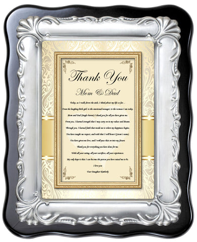 parents wedding gift thank you plaque